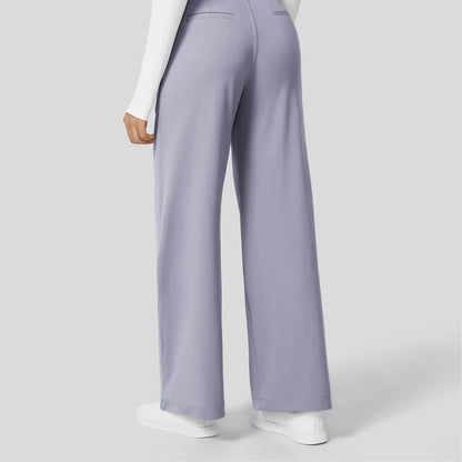 TheFitara Flex High Waisted Plicated Side Pocket Straight Leg Work Pants