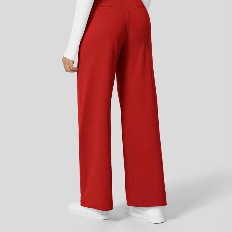 TheFitara Flex High Waisted Plicated Side Pocket Straight Leg Work Pants
